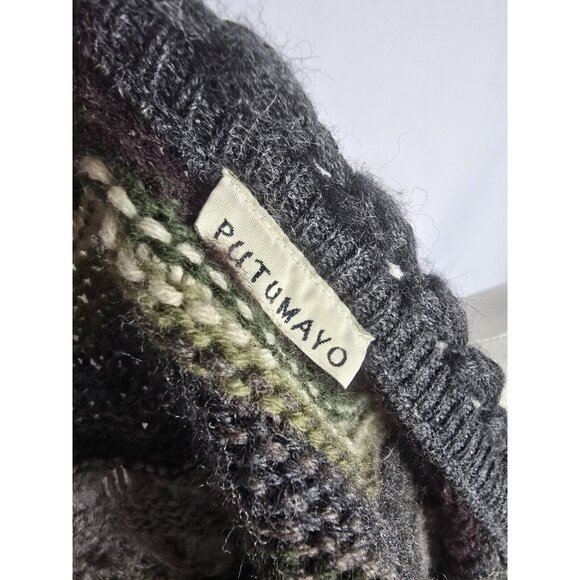 Putumayo 100% Wool Open Knit Cardigan Striped Multicolor Women's Size Small Boho - Picture 9 of 9